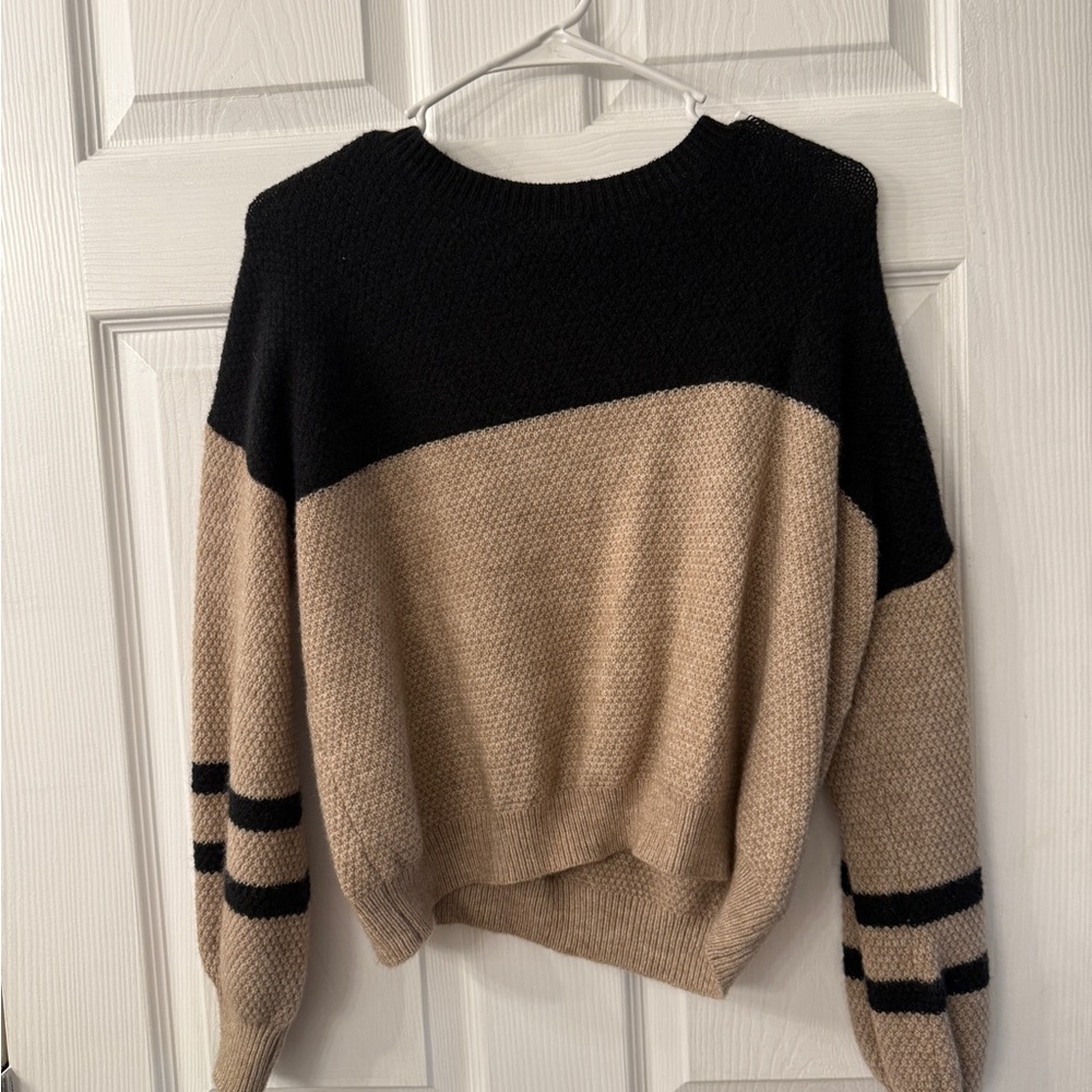 SHEIN Black and Tan Colorblock Sweater